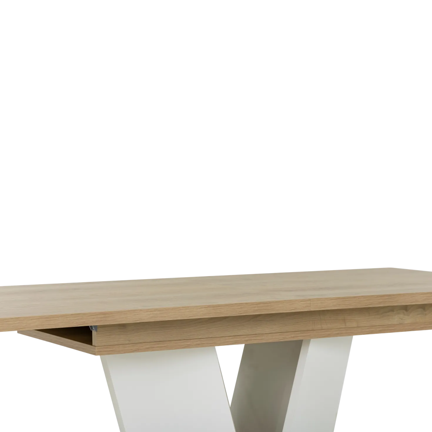 Table à manger rectangulaire extensible décor bois et blanc 8 à 10 personnes Gustave