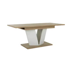Table à manger rectangulaire extensible décor bois et blanc 8 à 10 personnes Gustave