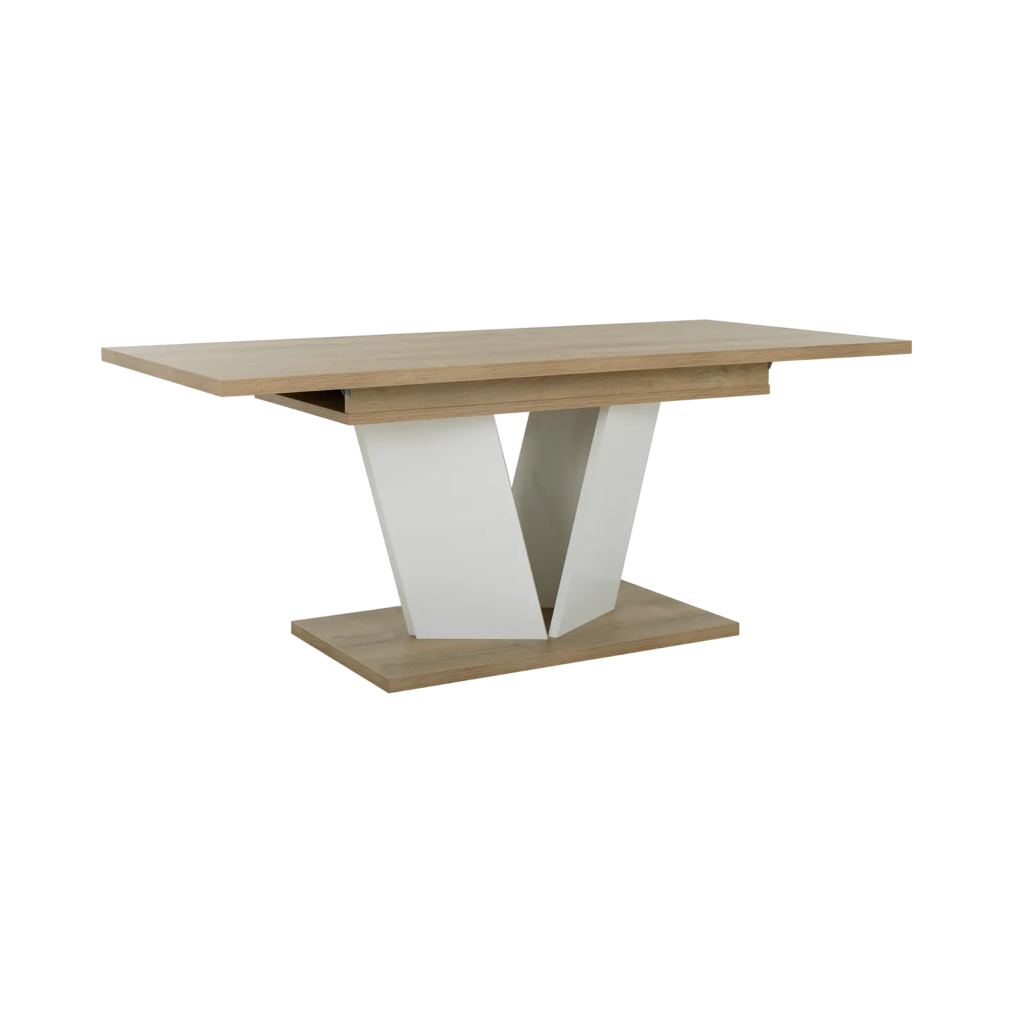 Table à manger rectangulaire extensible décor bois et blanc 8 à 10 personnes Gustave