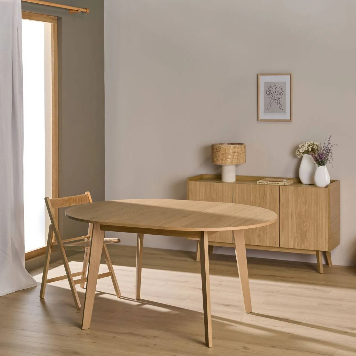 Table à manger ronde extensible bois 4 à 6 personnes Agatha