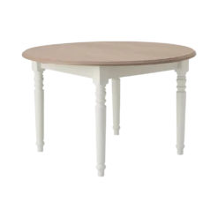 Table à manger ronde extensible blanc et bois 4 à 8 personnes Apolline