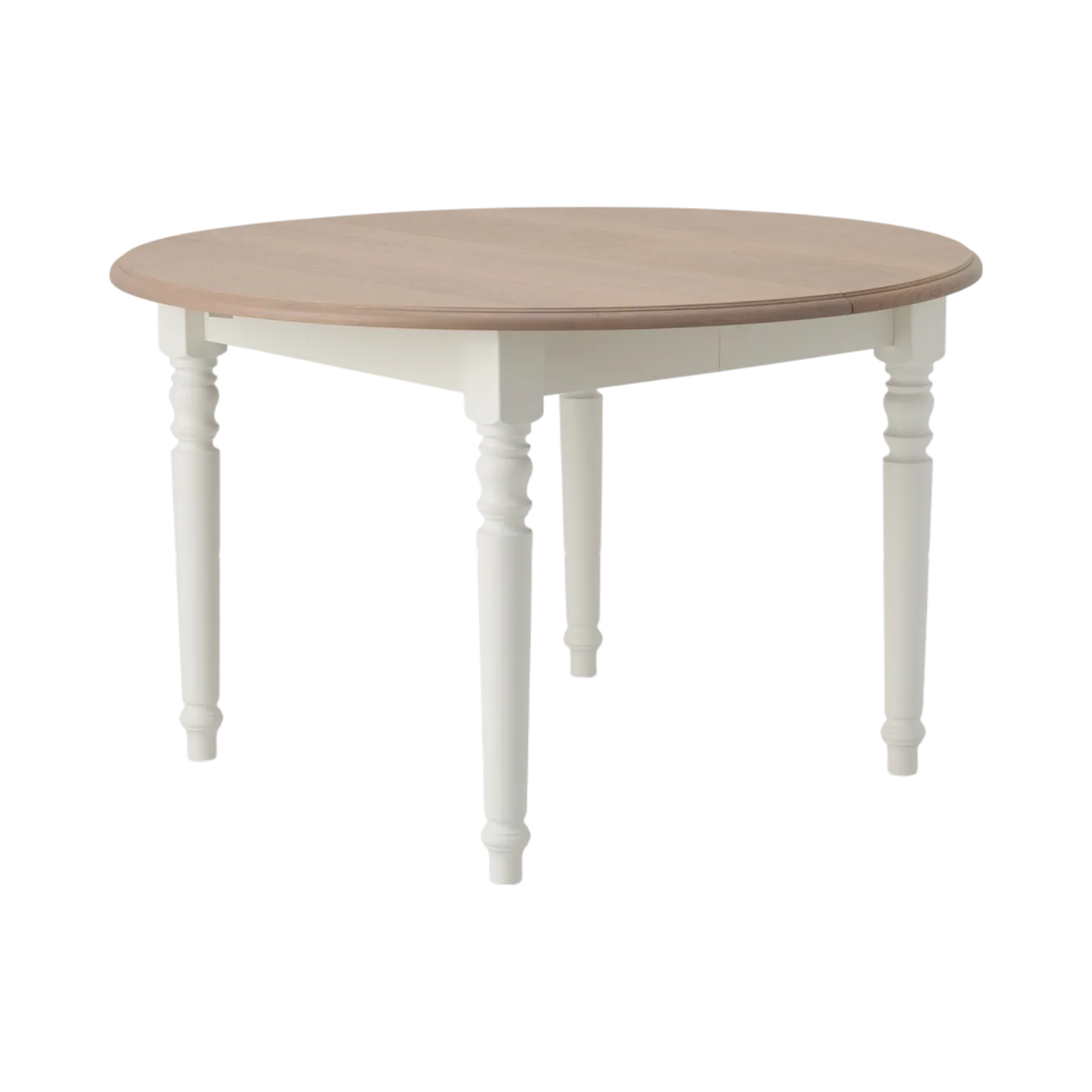 Table à manger ronde extensible blanc et bois 4 à 8 personnes Apolline