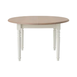 Table à manger ronde extensible blanc et bois 4 à 8 personnes Apolline