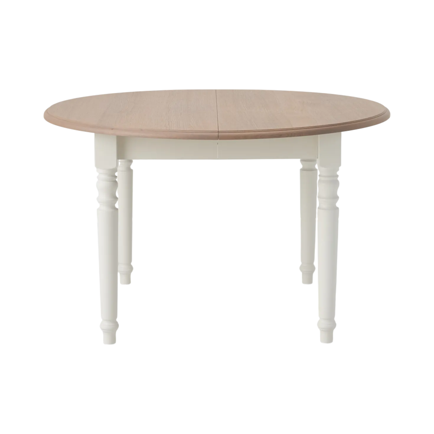 Table à manger ronde extensible blanc et bois 4 à 8 personnes Apolline