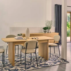 Tapis laine motif végétal Plantain