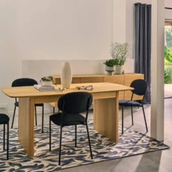 Tapis laine motif végétal Plantain