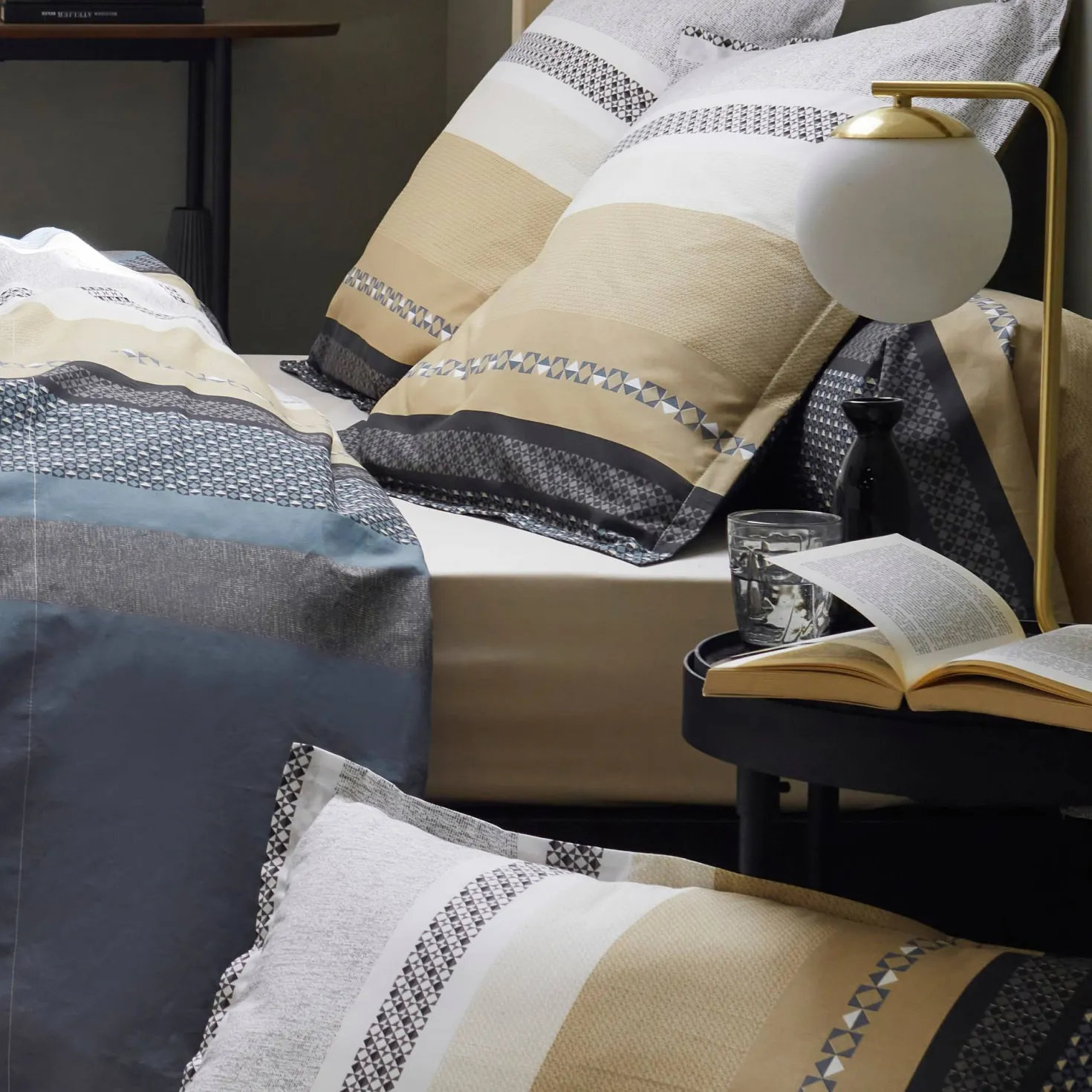 TRADILINGE Drap housse percale Marlow Acier