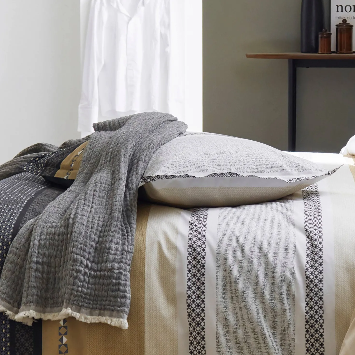 TRADILINGE Housse de couette percale Marlow Acier