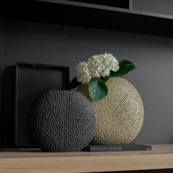 Vase céramique déco texturé doré 35 cm Sila