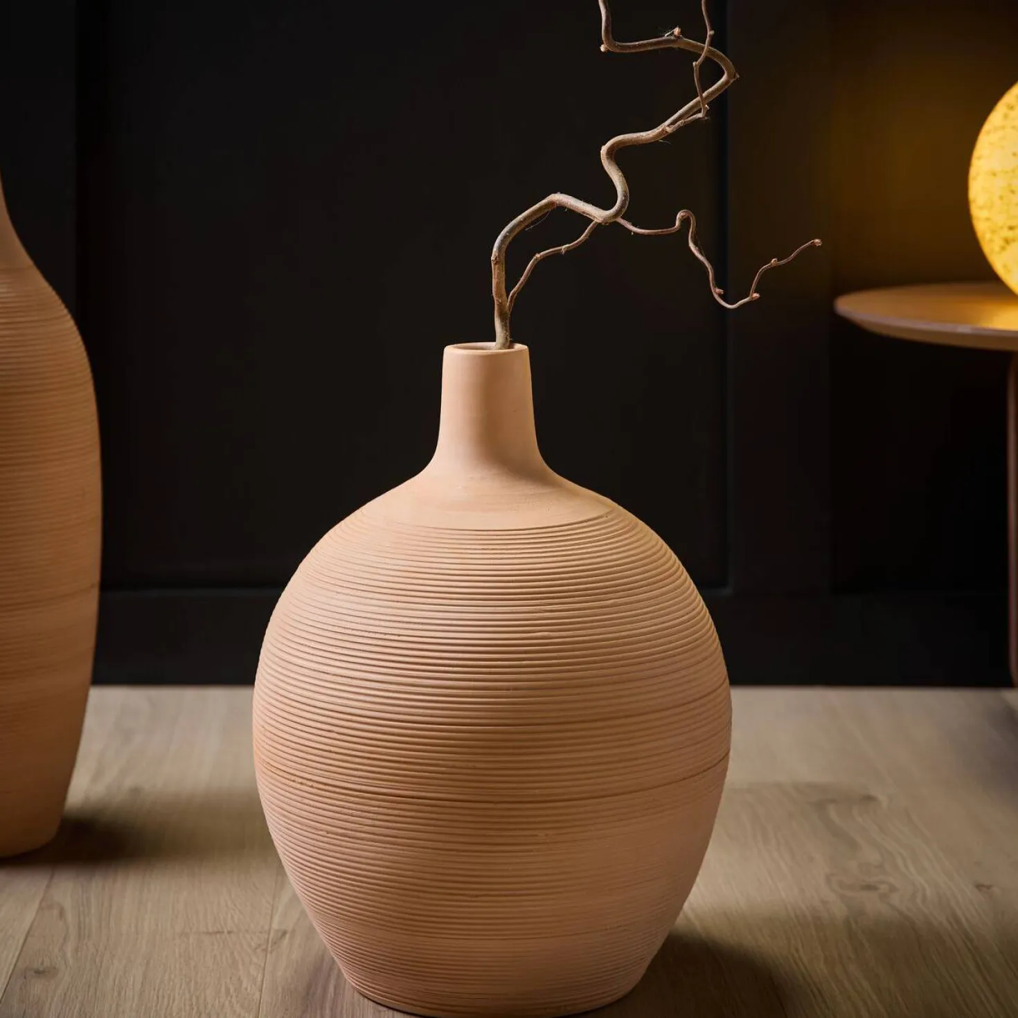 Vase rond long fût en céramique H46 cm Mahé